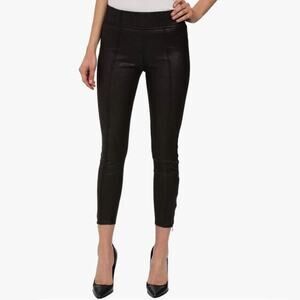7 For All Mankind Seamed Legging With Ankle  Zips In Black Faux Leather Size 30